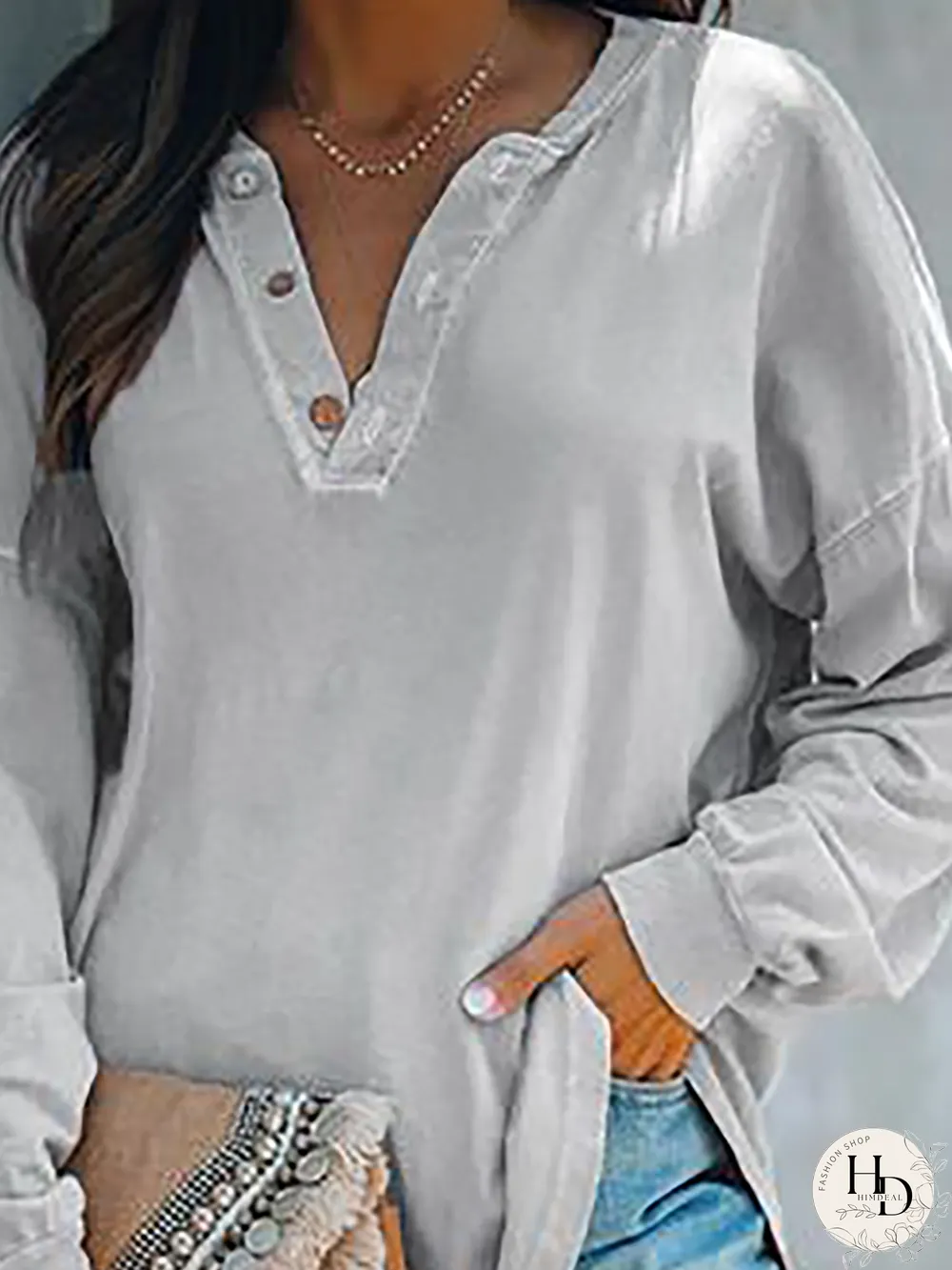 Plus size Casual Solid T-shirt
