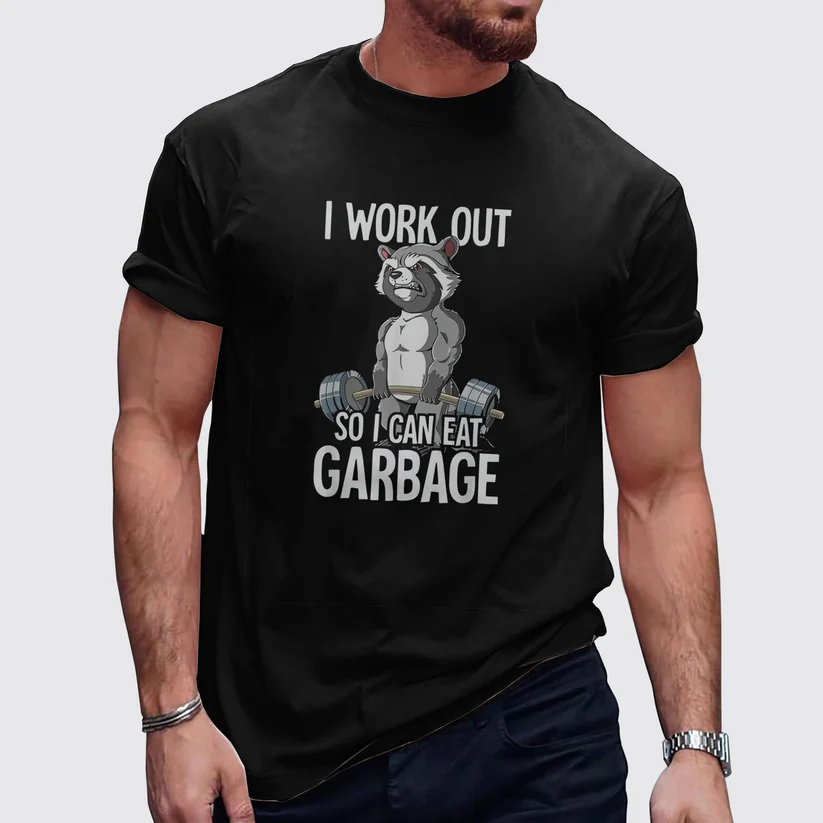 I WORK OUT Men's Printed Fitness T-Shirt