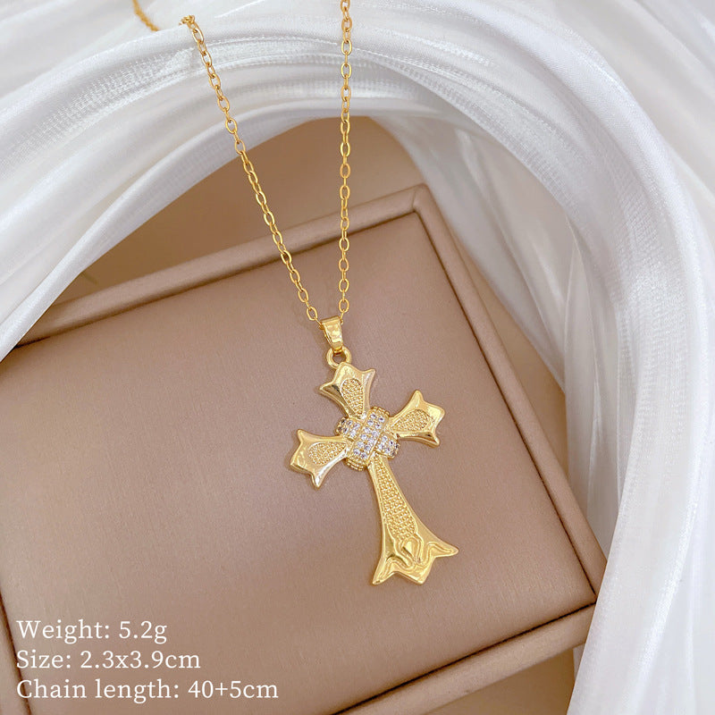 Copper Micro-Inlaid Necklace For Women Copper Micro-Inlaid Real Gold Electroplating Simple Ins Exquisite Clavicle Chain Neck Chain