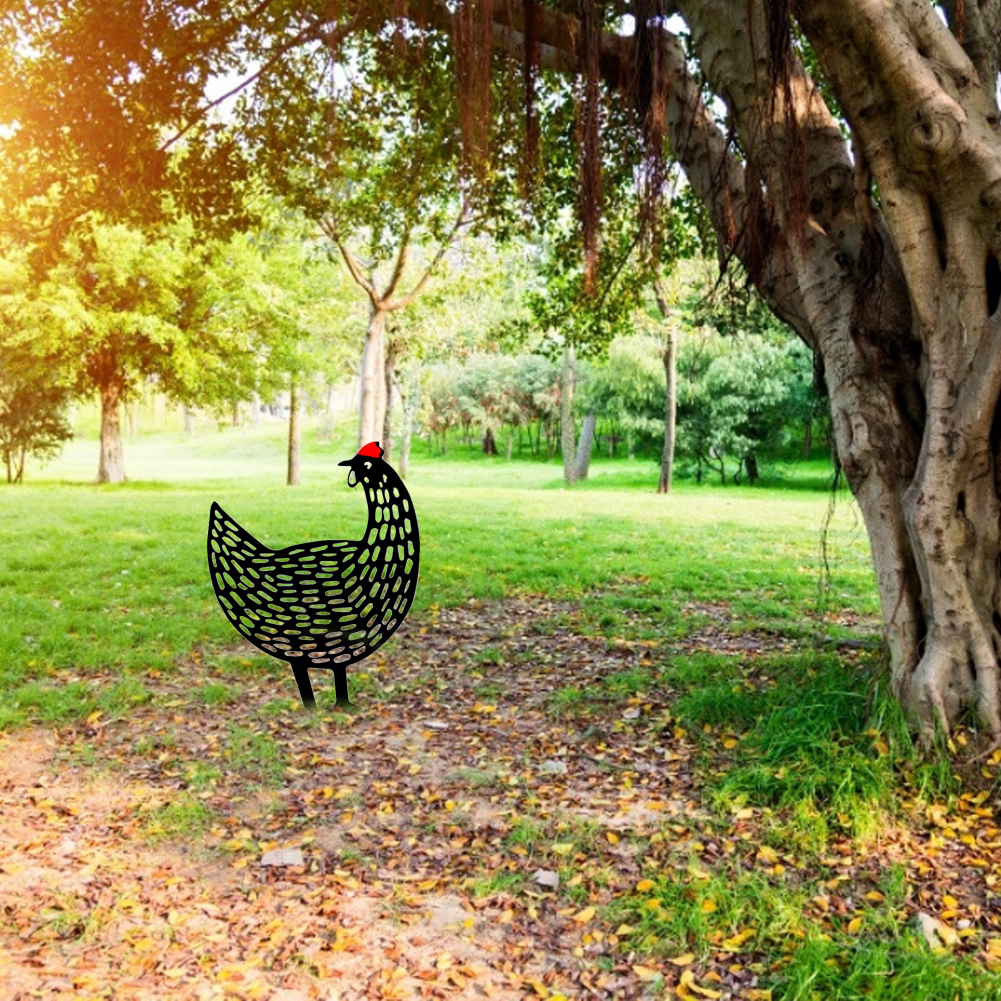 

Acrylic Hollow Chicken Ornaments Backyard Lawn Stakes Yard Art Decor, 501 Original