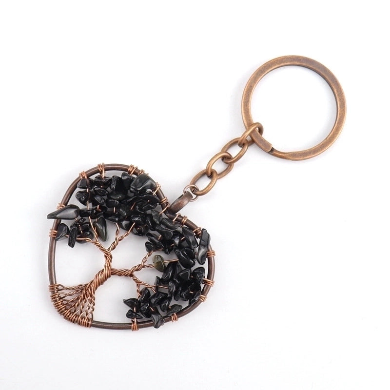 Fashion Tree Natural Stone Copper Beaded Women’s Keychain 1 Piece