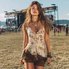 Retro Bohemian Music Festival Holiday Style Floral Vest Top by Inlyline