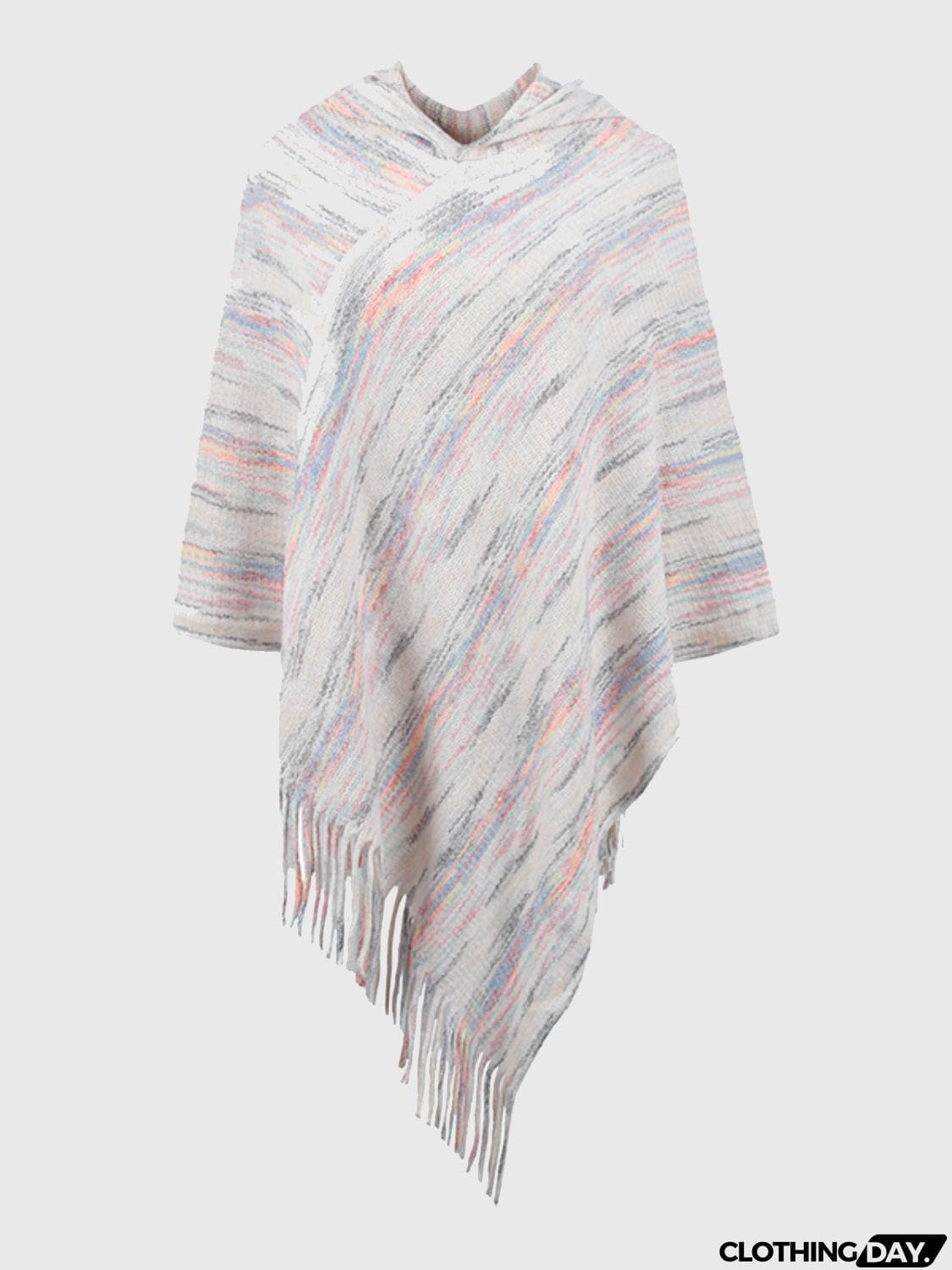 Fringe Hem Hooded Poncho