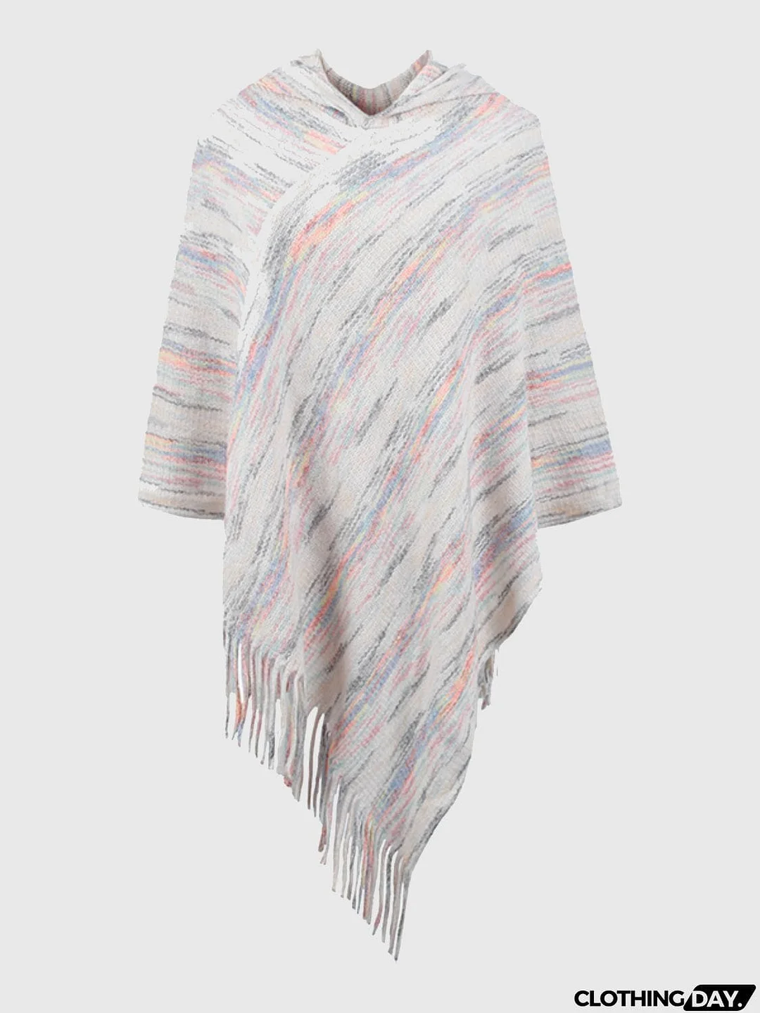 Fringe Hem Hooded Poncho
