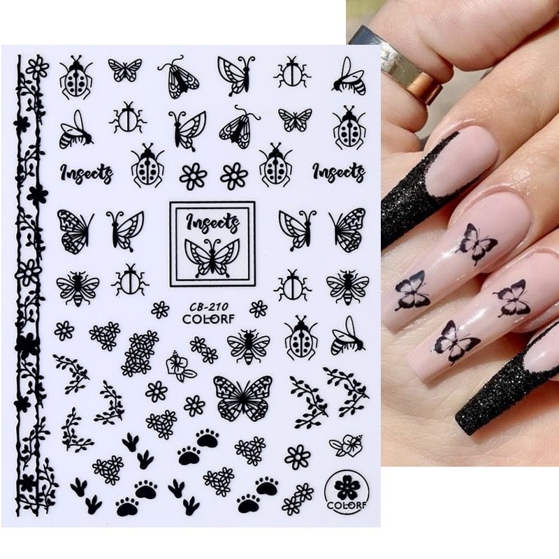 Dandelion Flower 3D Nail Stickers Women Face Abstract Butterfly Image Sexy Girl Christmas Slider Design Polish Nails Art Decals
