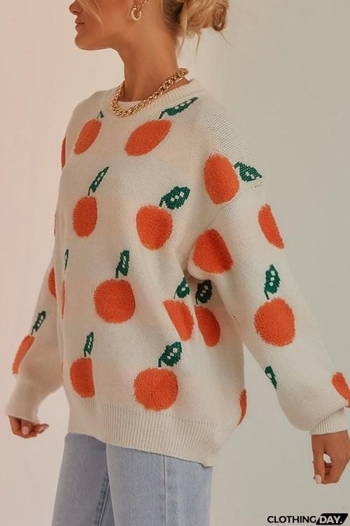 Orange O Neck Jumper Sweater