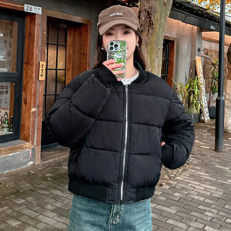 Cartoonh Korean Version Of The New Baseball Uniform Down Cotton Uniform Collar Short Women Winter Thick Small Loose Coat Padded Clothes