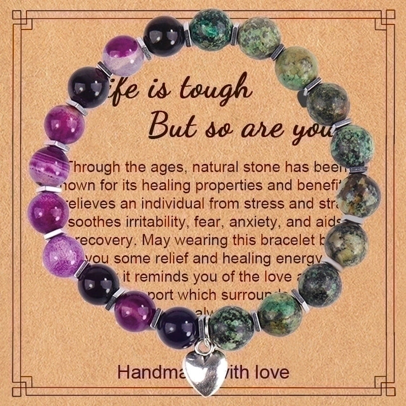 2 Pieces Retro Geometric Natural Stone Handmade Bracelets