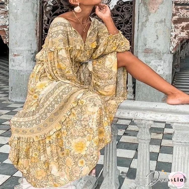 Toes In The Sand Floral Print Maxi Dress-