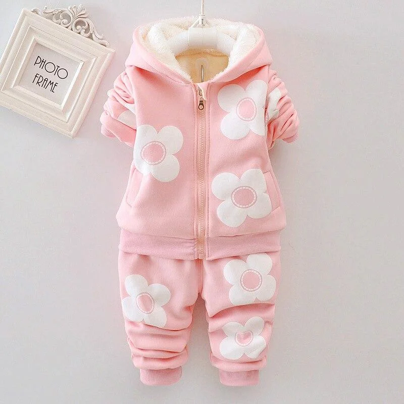 2020 Winter Baby Boys Clothing Sets Fashion Girls Warm Hooded Coats And Pants Suit Baby Thick Velvet Tracksuit Kids Clothes Set