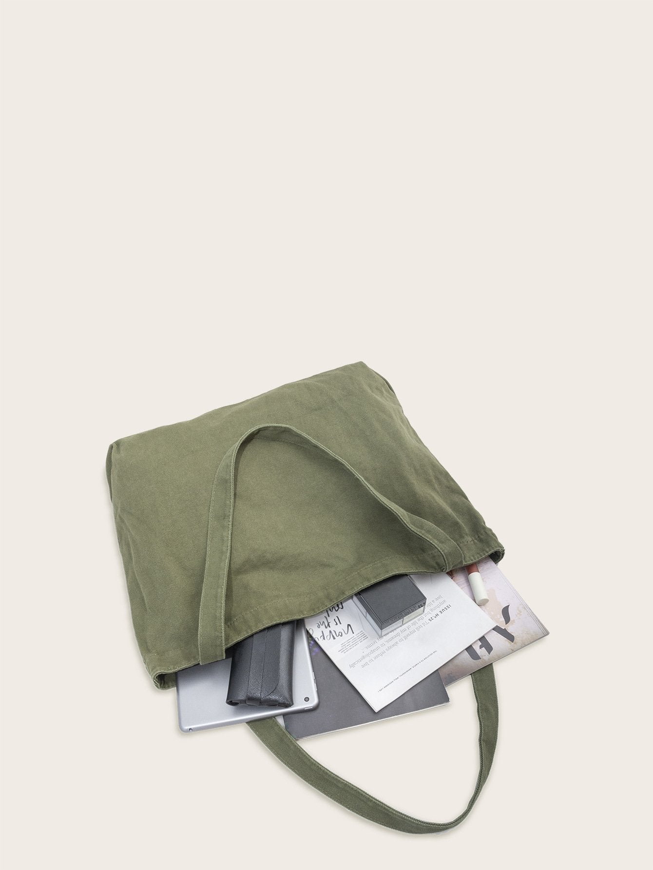 Fashion Women's Bag Large Capacity Canvas Bag Korean Light Solid Color Shoulder Casual Retro Shopping Bag Handbag