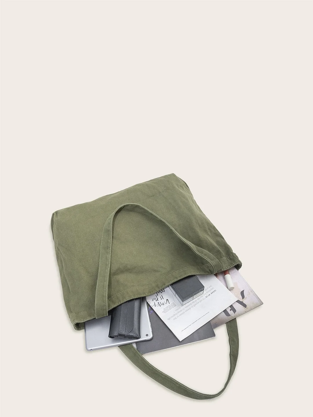 Fashion Women's Bag Large Capacity Canvas Bag Korean Light Solid Color Shoulder Casual Retro Shopping Bag Handbag