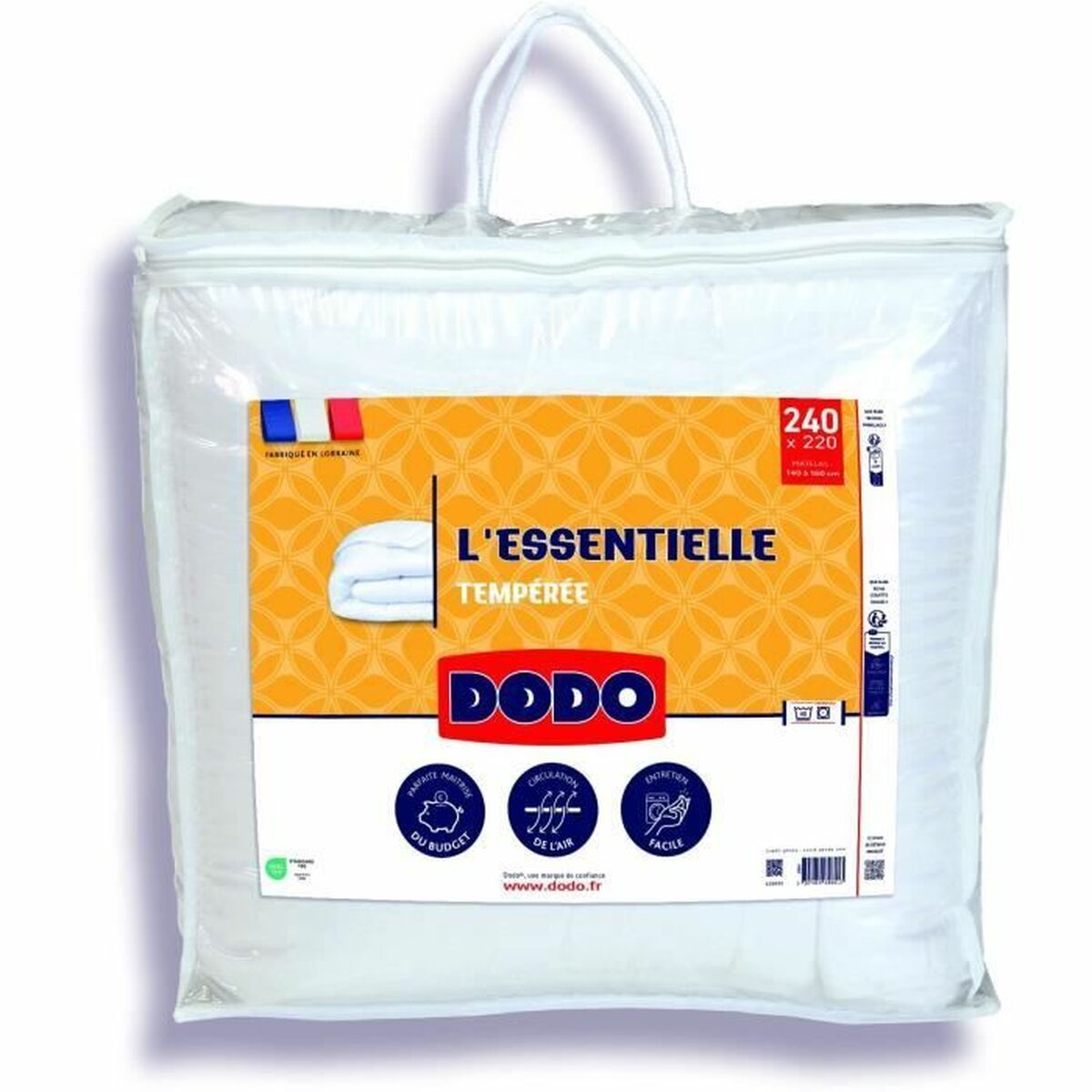 Duvet DODO L'Essentielle Temp&eacute;r&eacute;e White 240 x 220 cm
