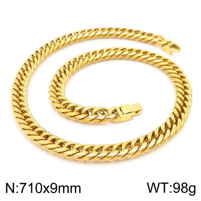 Hip-Hop Retro Solid Color Titanium Steel Plating 18K Gold Plated Men’s Necklace