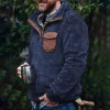 Men's Casual Flannel Plush Button Sweater