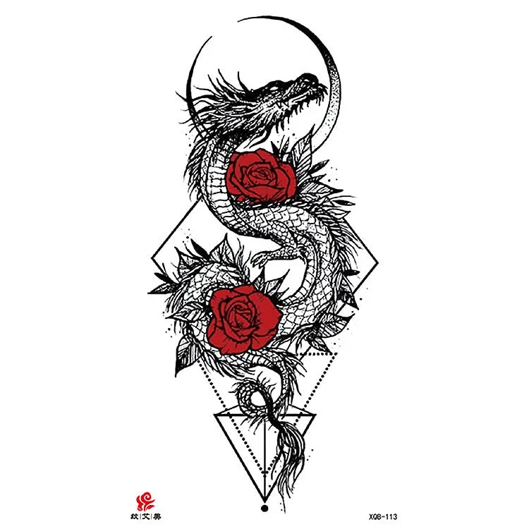 Waterproof Temporary Tattoo Sticker Chest Black Flash Tattoos Wolf Tiger Dragons Sexy Flower Body Art Arm Fake Tatoo Women Men
