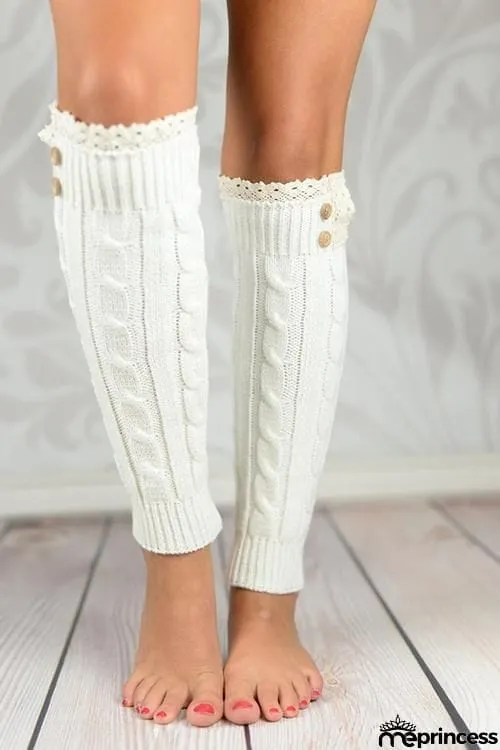 Lace Rim Braided Leg Warmers Lace Rim