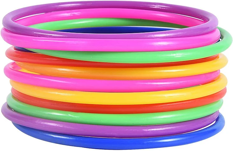 OBTANIM 12 Pcs Plastic Ring Toss Game for Kids and Outdoor Toss Rings for Speed and Agility Practice Game, Random Colors