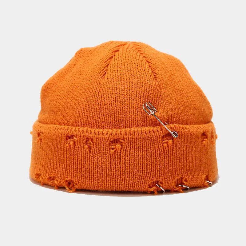 Brownm Distressed Beanie