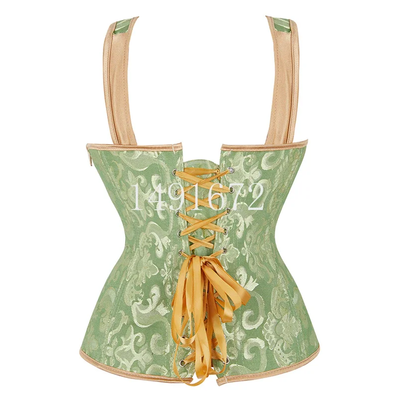 Billionm Corset Sexy Bustier Vest Top Zipper Lingerie Plus Size Gothic Brocade Victorian Corselet for Women Burlesque Black White Green