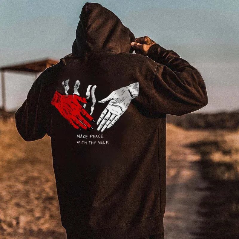 make peace with thy self Printed Men's Hoodie -  