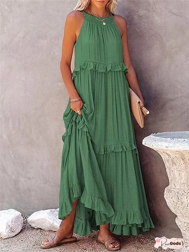 Tribal Crew Neck Sleeveless Women Dresses