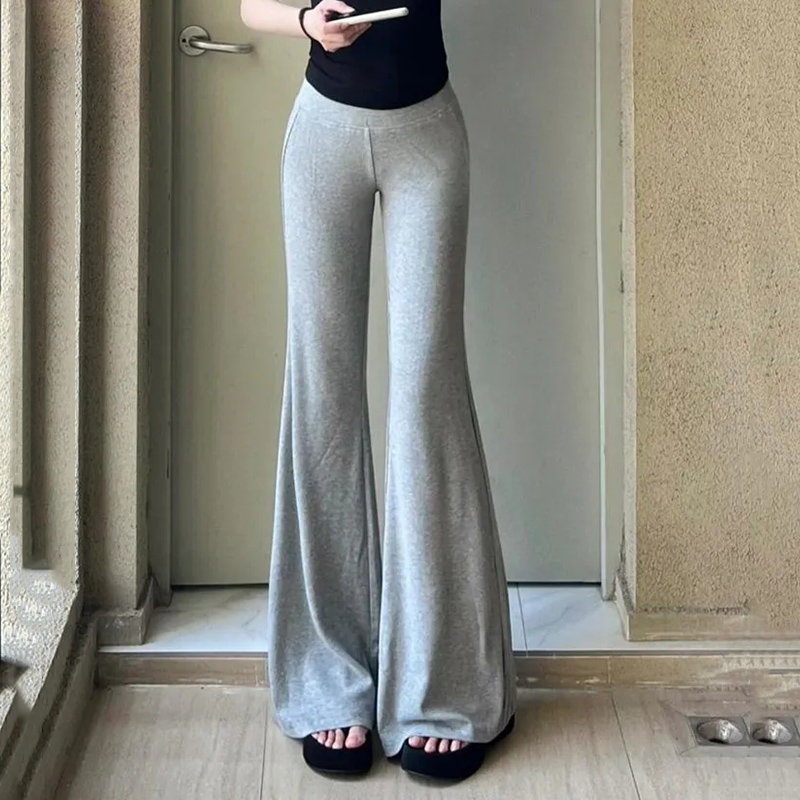 Bonusbuk Rimocy 2025 Sexy Slim Flare Pants Women Spring Autumn Thin Wide Leg Sport Yoga Pants Woman All-Match High Waist Casual Trousers