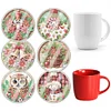 (US Local)6pcs Set Xmas Theme DIY Diamond Painting Coasters Kit with Holder Kit