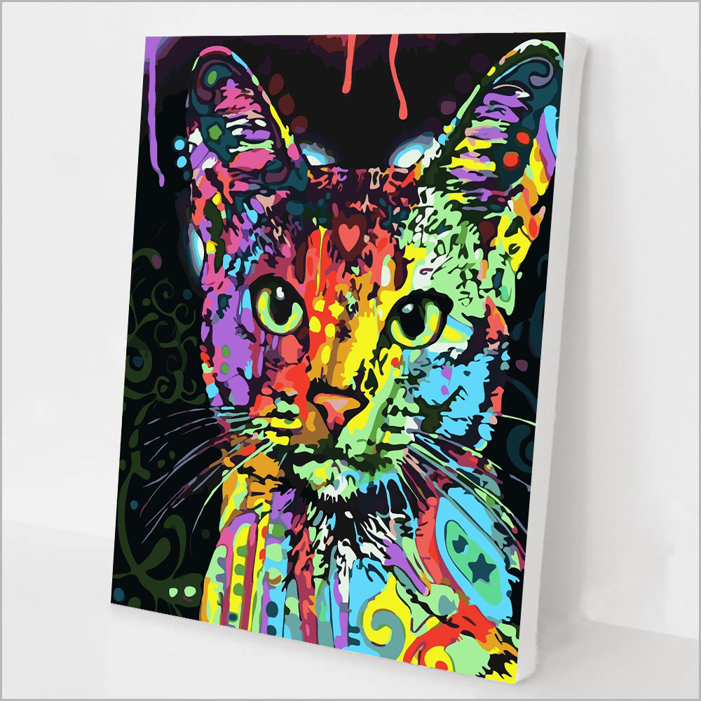 DIY Painting By Numbers | Colorful cat