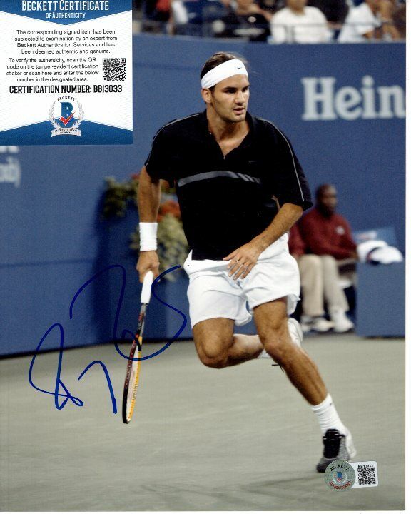ROGER FEDERER signed 8x10 TENNIS Photo Poster painting Beckett BAS