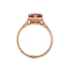 14K Rose Gold 1ct Elongated Cushion Pigeon Blood Lab Ruby Half Bezel Solitaire Ring