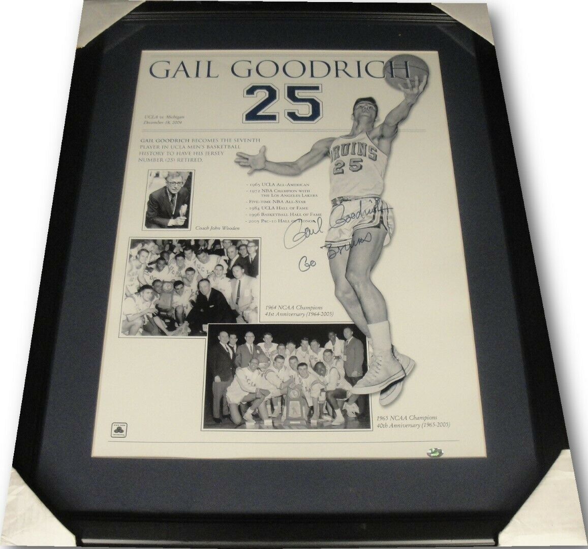 Gail Goodrich Hand Signed Autographed 18x24 Custom Framed Photo Poster painting UCLA