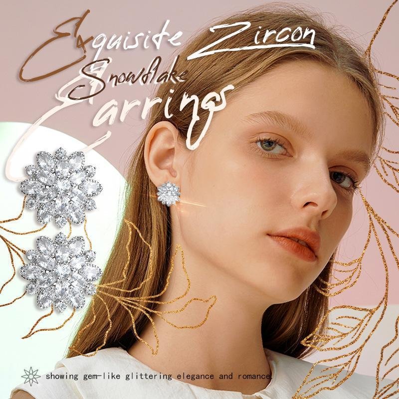 (50% OFF)Exquisite Zircon Snowflake Earrings(1 PAIR)