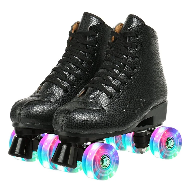 Flashwheel Roller Skates Black Mesh Leather Breathable Unisex