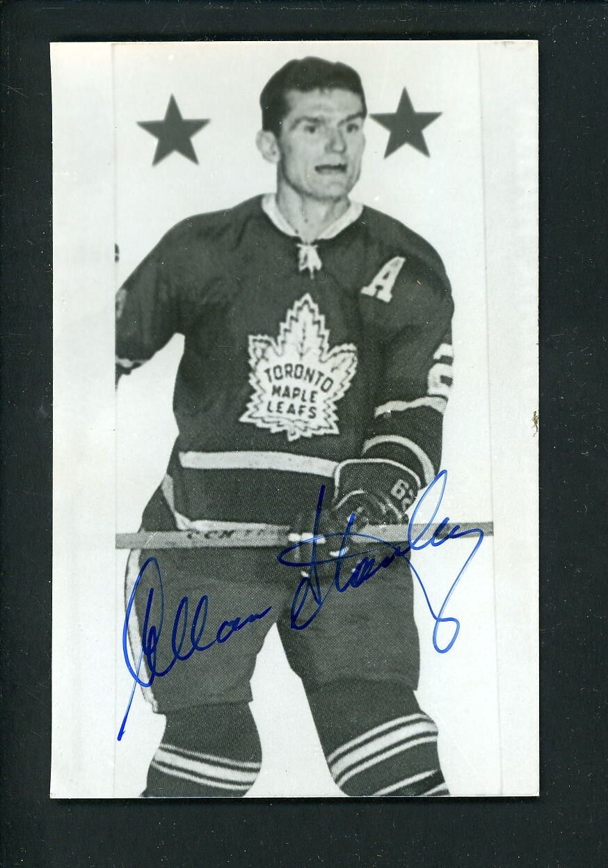 Allan Stanley Maple Leafs Signed Autograph Postcard with JSA authentication