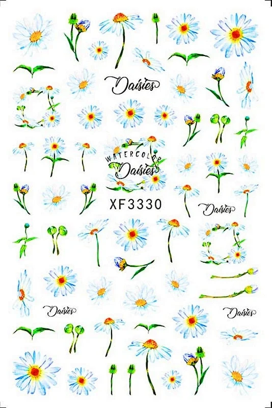 Popular Daisy Nail Sticker for Design Decoration Sunflower Nail Art Decals Adhesive Himawari Sticker for Nail Manicure Design