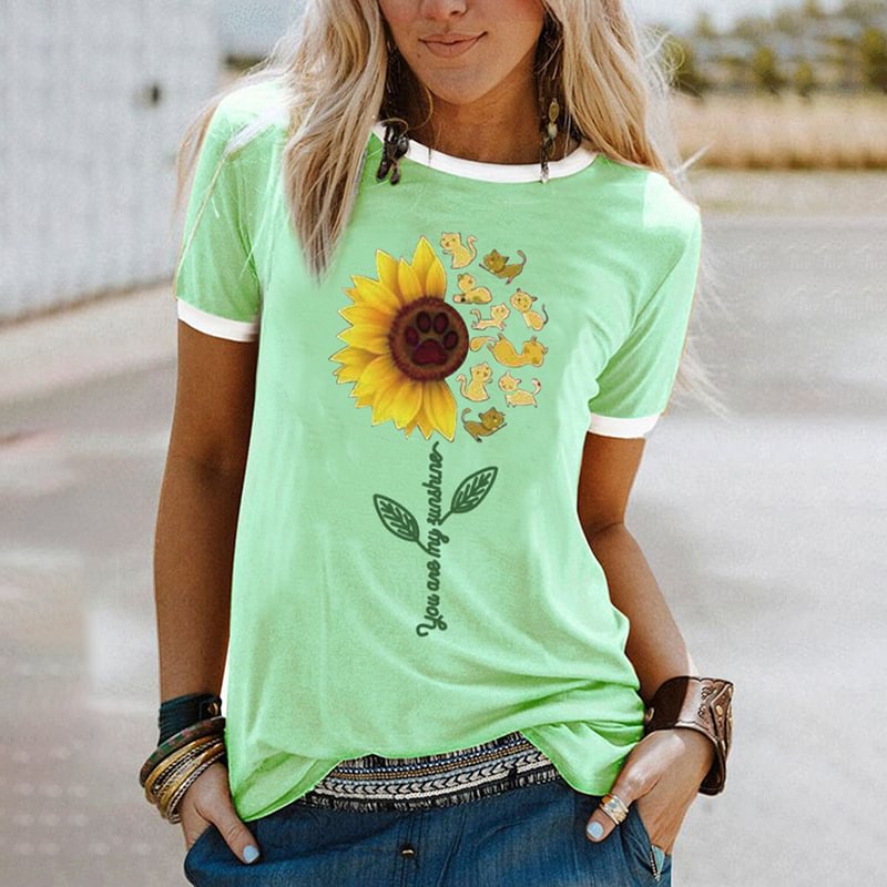 Casual women's sunflower graphic tees