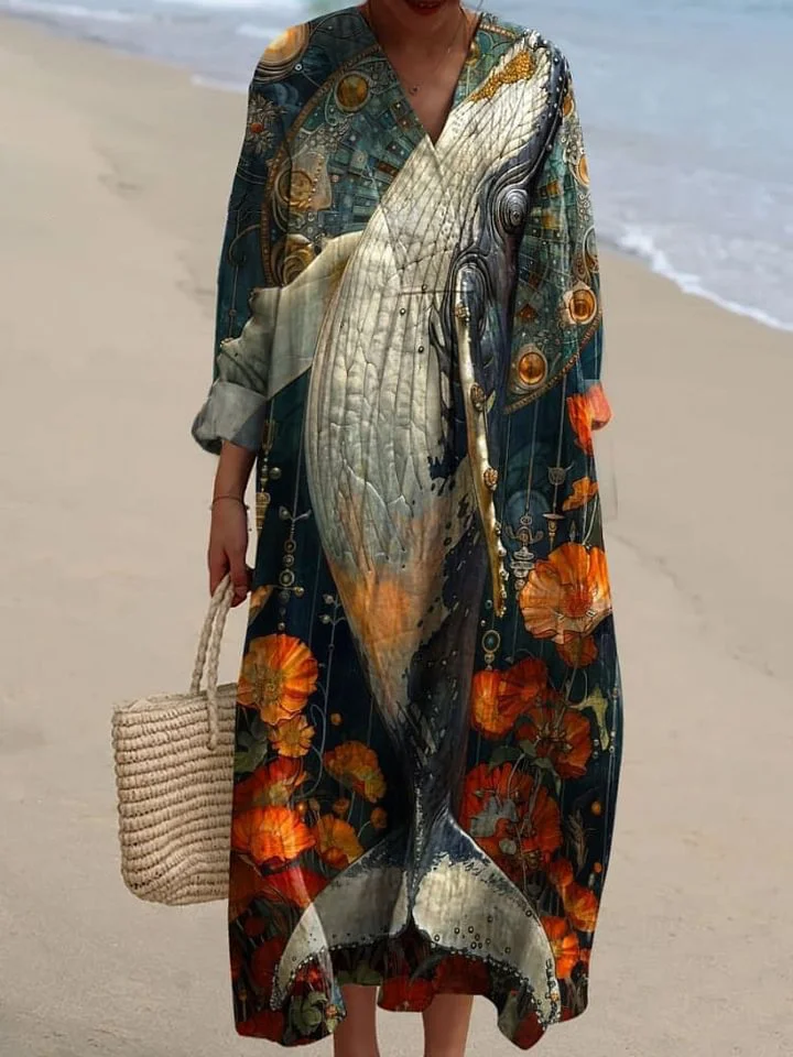 Women's Whale On The Rock Art Print Dress
