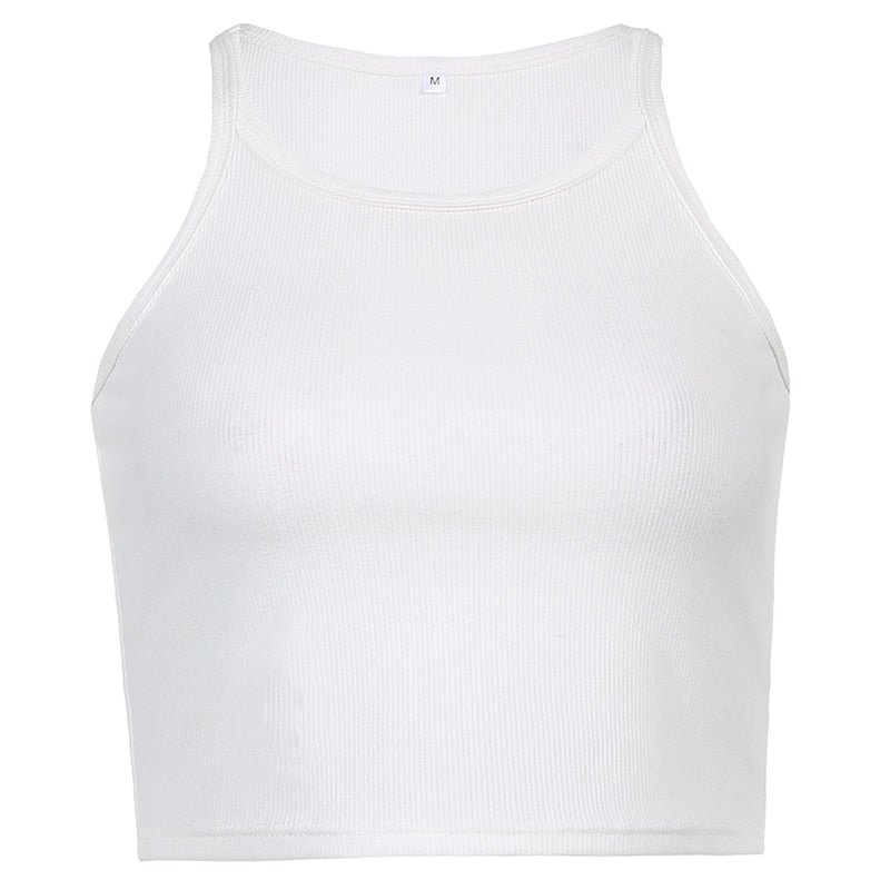 HEYounGIRL Casual White Sleeveless Cotton Cami Top Women Fashion Ribbed Crop Top Tees Ladies Basic Fitness Camisole Summer 2021