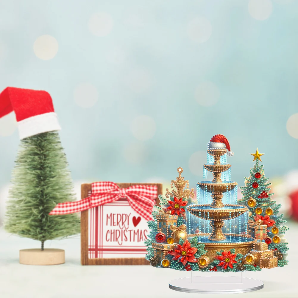 DIY Christmas Fountain Acrylic Special Shaped Diamond Painting Desktop Decor