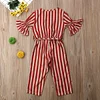 Kid Baby Girl Stripe Jumpsuit Bodysuit Pants Romper