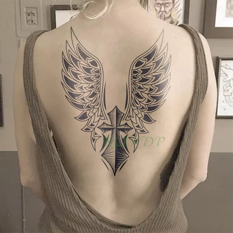 Waterproof Temporary Tattoo Sticker Cross Wing Angel whole back tattoo large tatto flash tatoo fake tattoos for women Men Girl