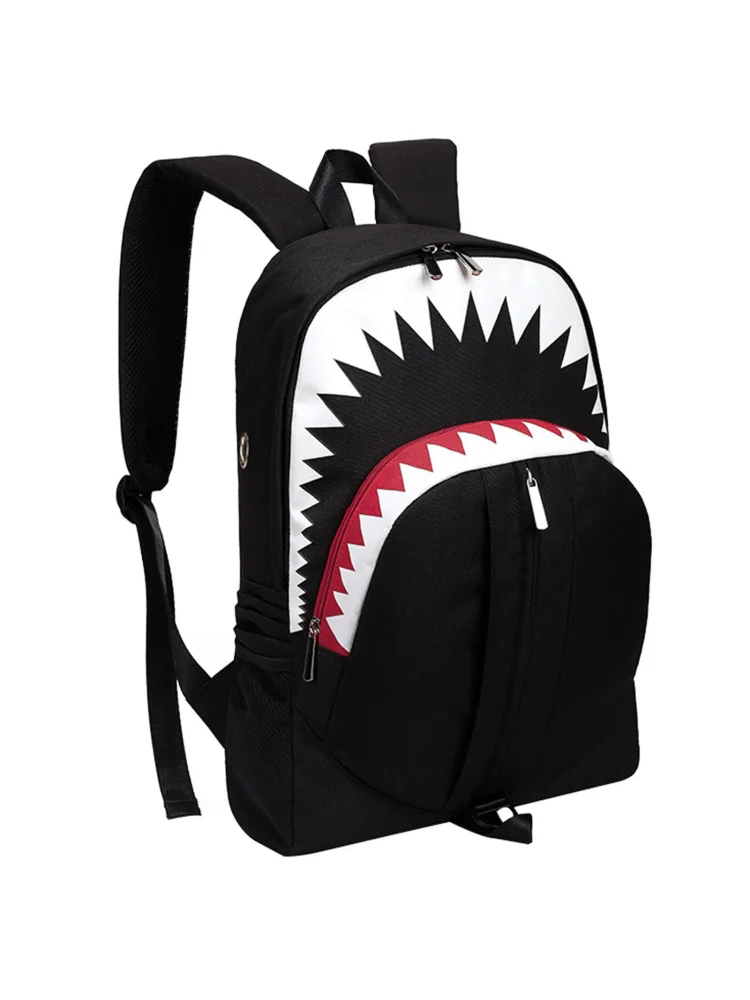 Shark Mouth School Backpack USB Charging Night Luminous Bag for Travel