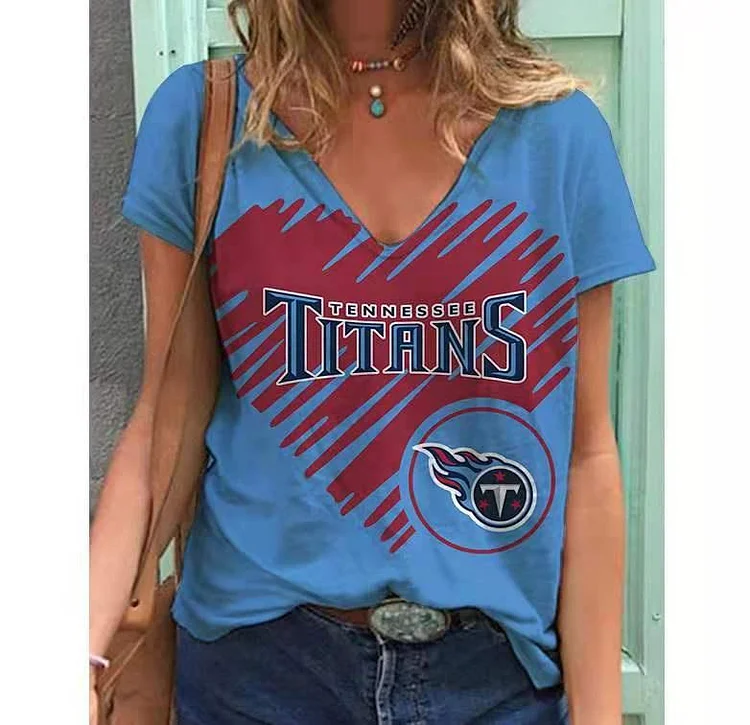 Tennessee Titans Lightweight Short Sleeve V-Neck T-Shirt
