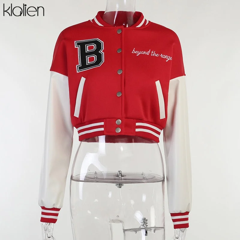 KLALIEN Fashion Casual Streetwear Women Long Sleeve Single Breasted PU Leather Patchwork Coat Sportswear Slim Female Outerwear