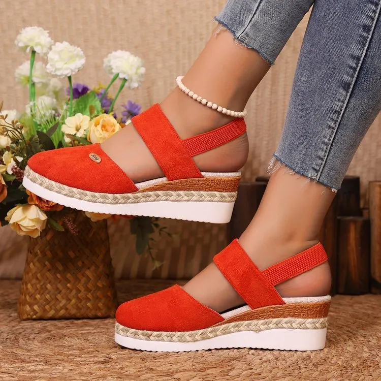 Yyvonne Slope Heel Sandals 2025 Summer New Broadband Head Sandals Women's Shoes
