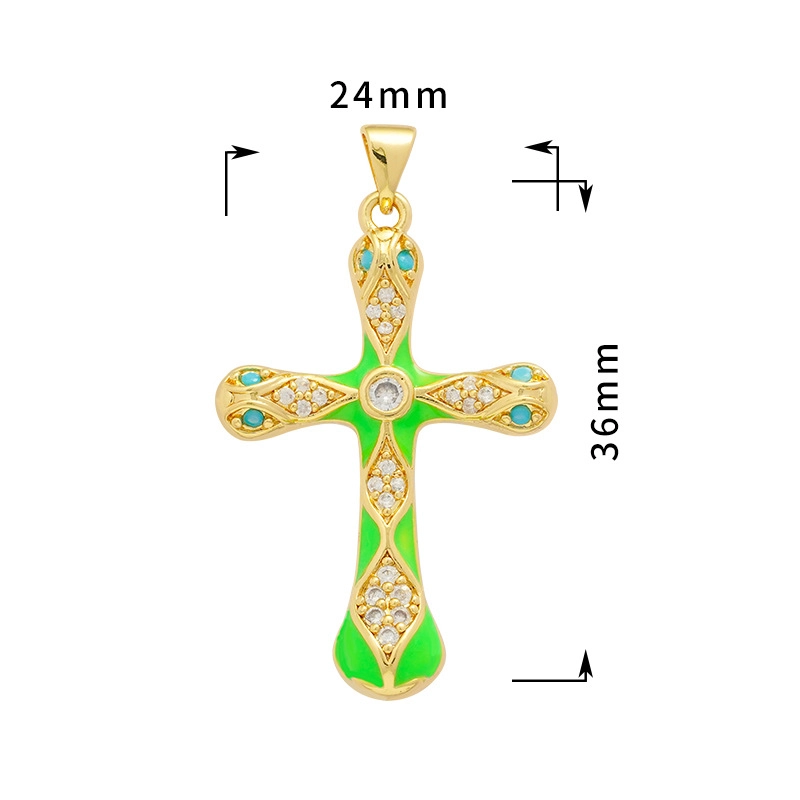 1 Piece Copper Rhinestones Cross Pendant