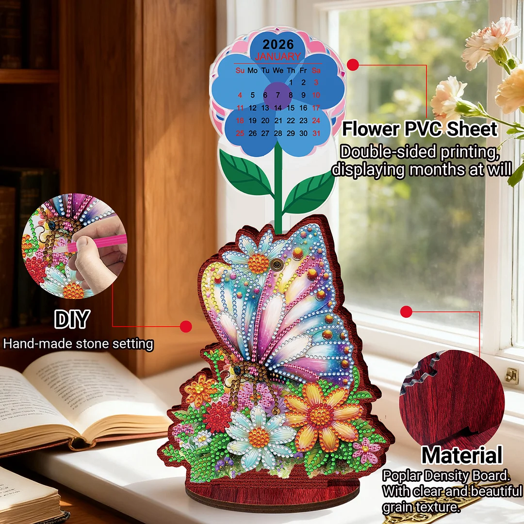 2026 Calendar DIY Diamond Painting Kit Wooden Diamond Painting Calendar