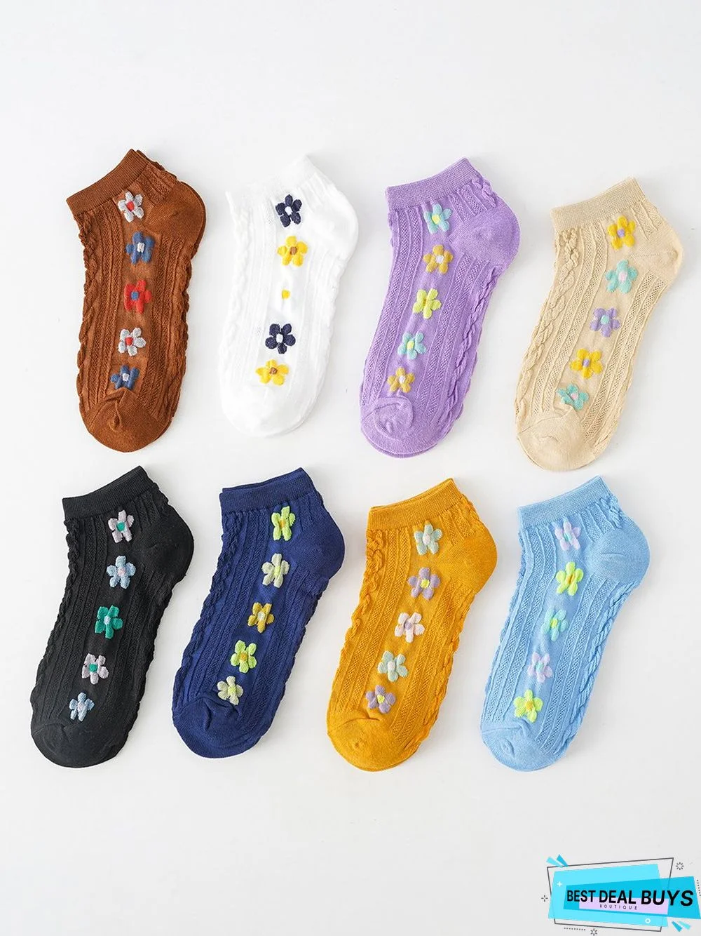 Casual Colorful Floral Embroidered Cropped Socks Daily Commuting Home Accessories