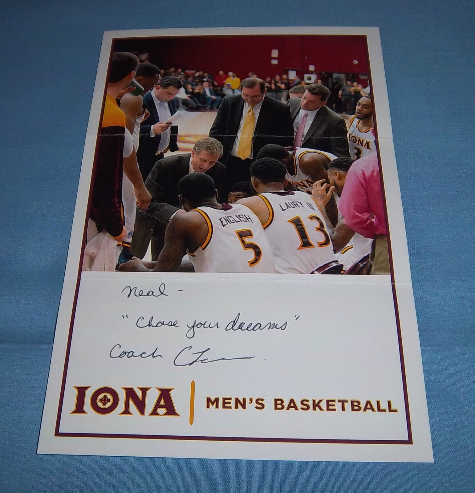 Iona College Coach Tim Cluess Signed Autographed 5.5x8 Photo Poster painting